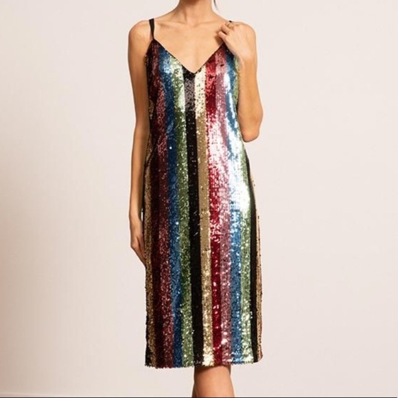 Lucy Paris Multicolor Sequin Midi Dress - Picture 2 of 15
